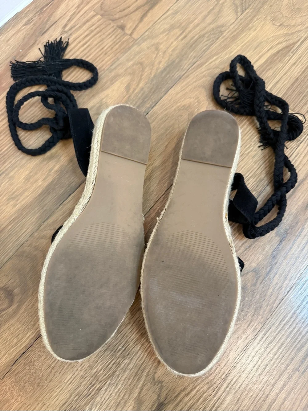 Steve Madden Black Suede Mesa Espadrille Ankle-Tie Flats